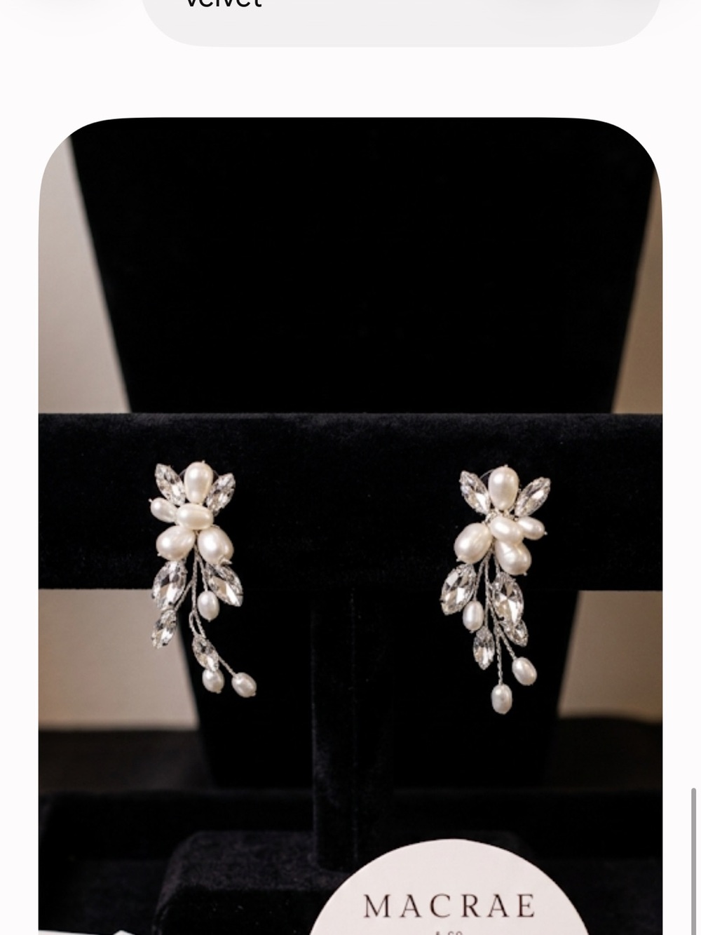 MacRae Pearl & Crystal Cascade Drop Earrings in Silver nwt